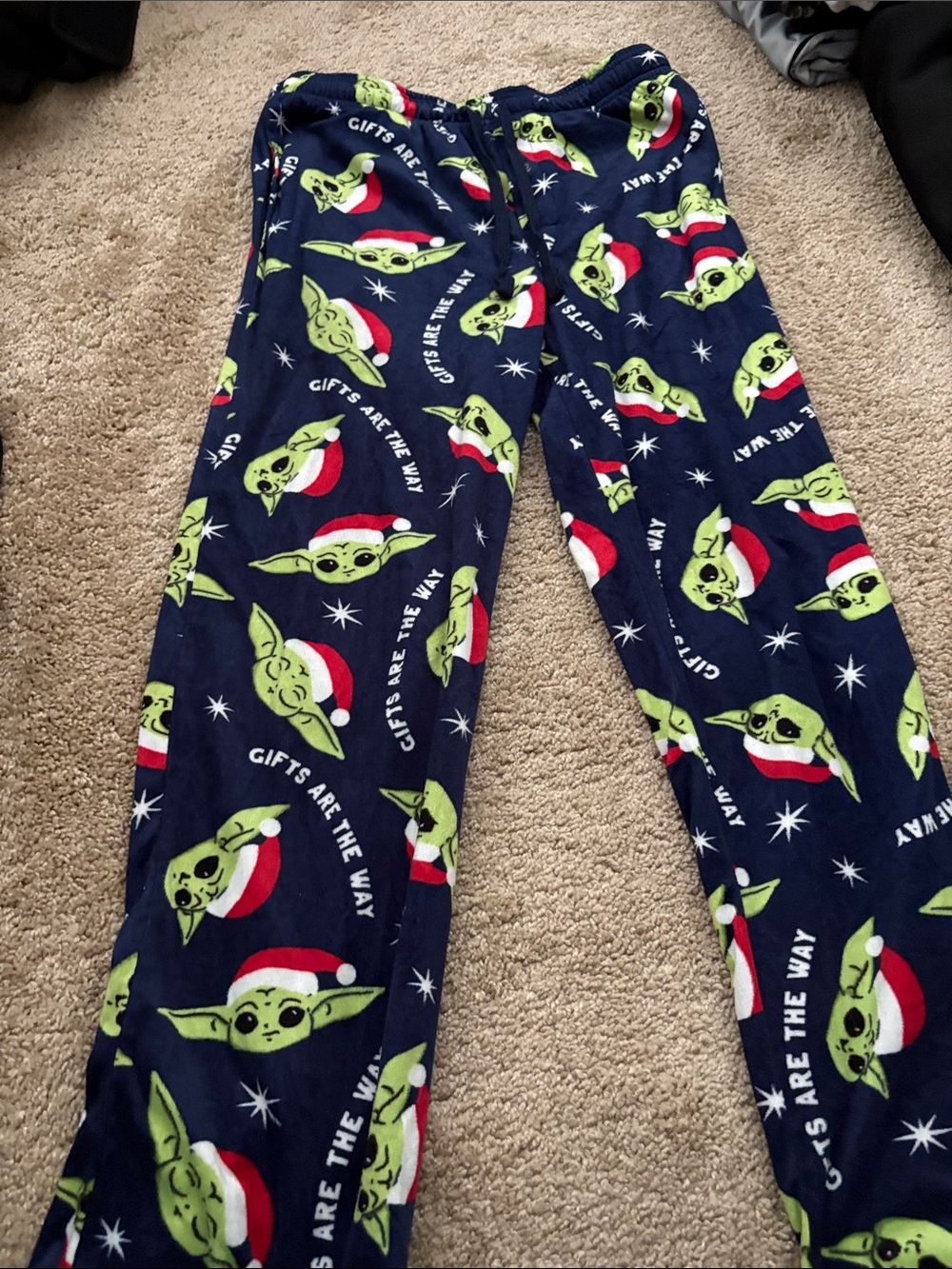 Men’s Small Navy Blue Holiday Yoda Pajama Pants